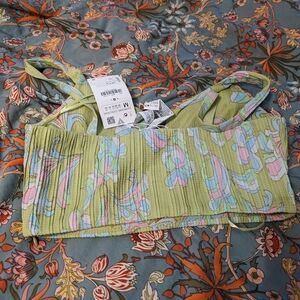 Zara Green Floral Crop Top